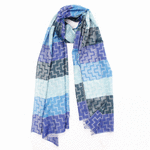 Wo Fatchin Purple and Blues Color Block Scarf thumbnail