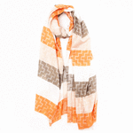 Wo Fatchin Tangerine and Creams Color Block Scarf thumbnail