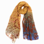 Earth Yellow, Blue and Brown Twigs Scarf