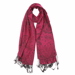 Wo Fatchin French Pink Floral Royal w/ Fringe Scarf thumbnail