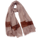 Wo Fatchin Brown Chamoisee with Sequins Scarf thumbnail