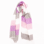 Wo Fatchin Gray, White and Pink Color Block Scarf thumbnail