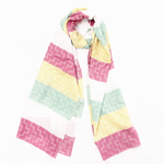 Zippy Pink, White, Green Color Block Scarf