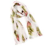 Wo Fatchin White and Green feather Scarf thumbnail