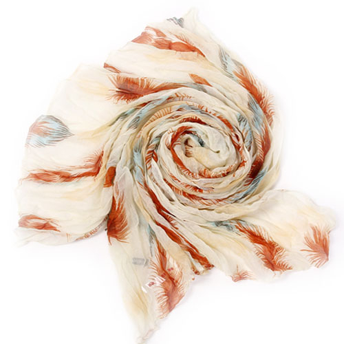 Pearl and Mandarin feather Scarf