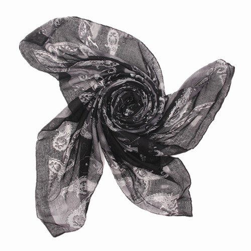 Paisley - Charcoal Black Scarf