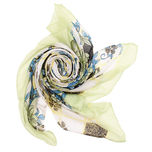 Green and Blue Floral Scarf