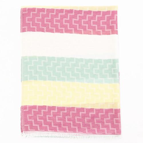 Zippy Pink, White, Green, Color Block, Scarf