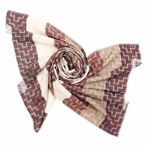 Brown and Light Color Block Scarf