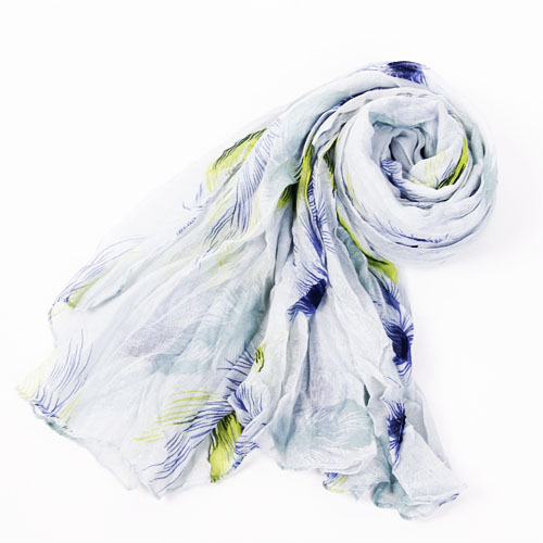 White and Blue feather Scarf