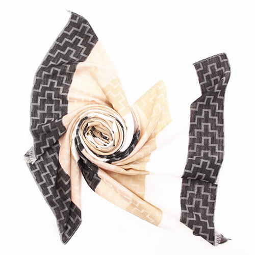 Cream and Charcoal Color Block Scarf