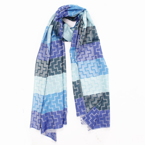 Purple and Blues Color Block Scarf