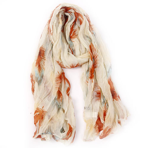 Pearl and Mandarin feather Scarf