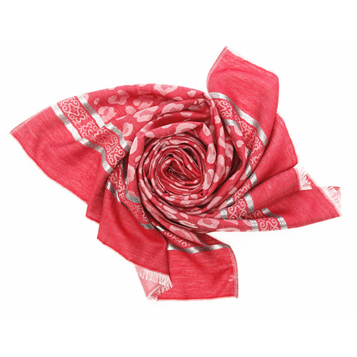Red Rose Madder and Spots Scarf