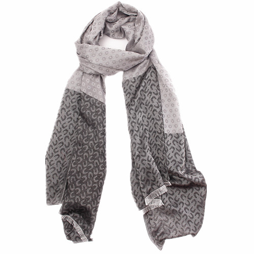 Gray and Charcoal Mini Horse Shoe Print Scarf