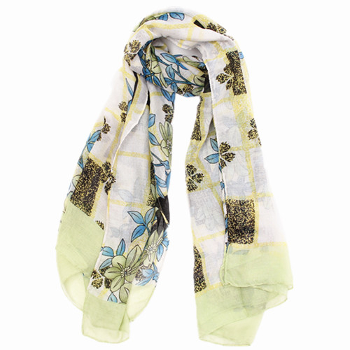 Green and Blue Floral Scarf