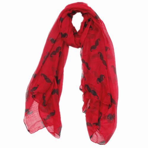 Red Mustache Print Scarf