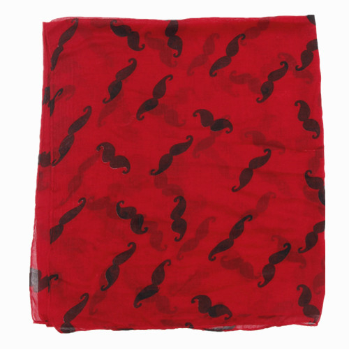 Red Mustache Print Scarf
