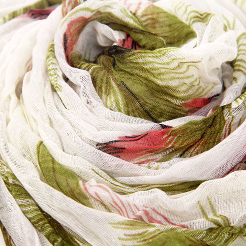 White and Green feather Scarf