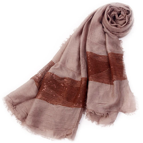 Brown Chamoisee with Sequins Scarf