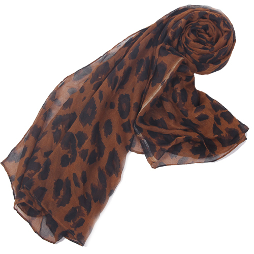 Animal Print - Black and Brown Leopard Scarf