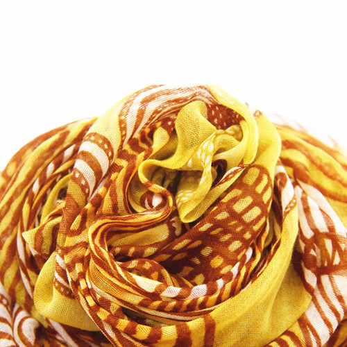 Stripes and Spiral Yellow Leaf Scarf